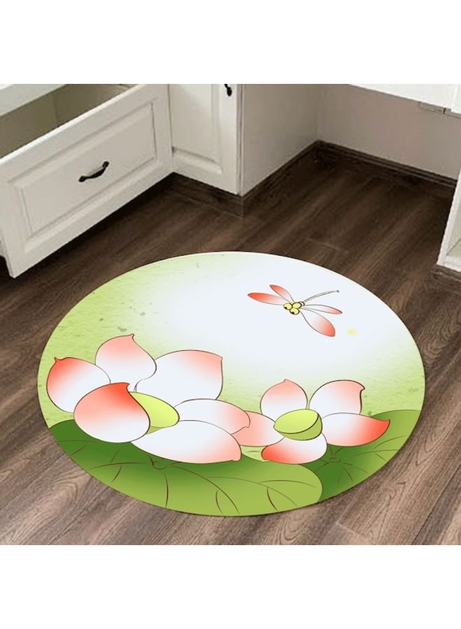 Dragonfly And Lotus Printed Floor Mat Multicolour 80cm  - Image 2