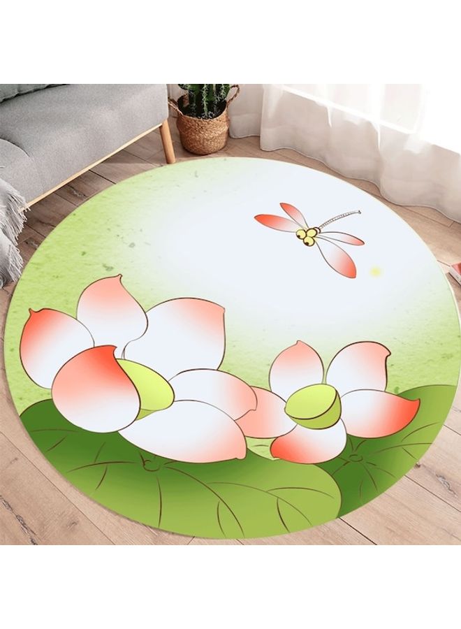 Dragonfly And Lotus Printed Floor Mat Multicolour 80cm  - Image 3