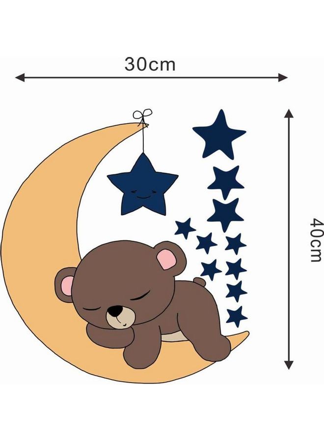 Be Fast Asleep Little Bear Pattern Wall Sticker Brown/Beige/Blue 40 x 30cm 