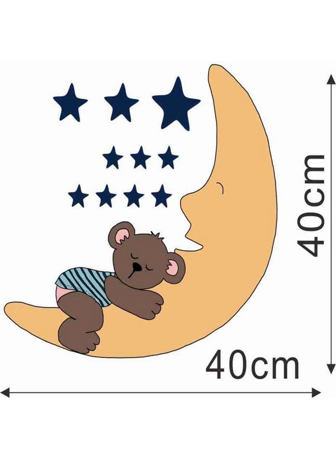 Be Fast Asleep Little Bear Pattern Wall Sticker Brown/Beige/Blue 40 x 40cm 