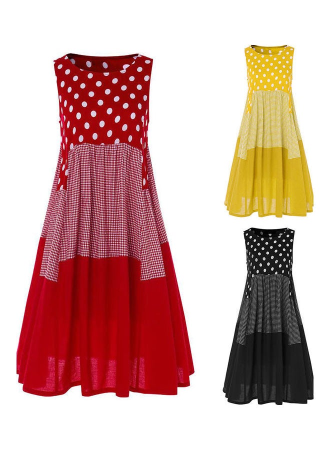 Vintage Sleeveless Hem Patchwork Long Dress Black/White - Image 2