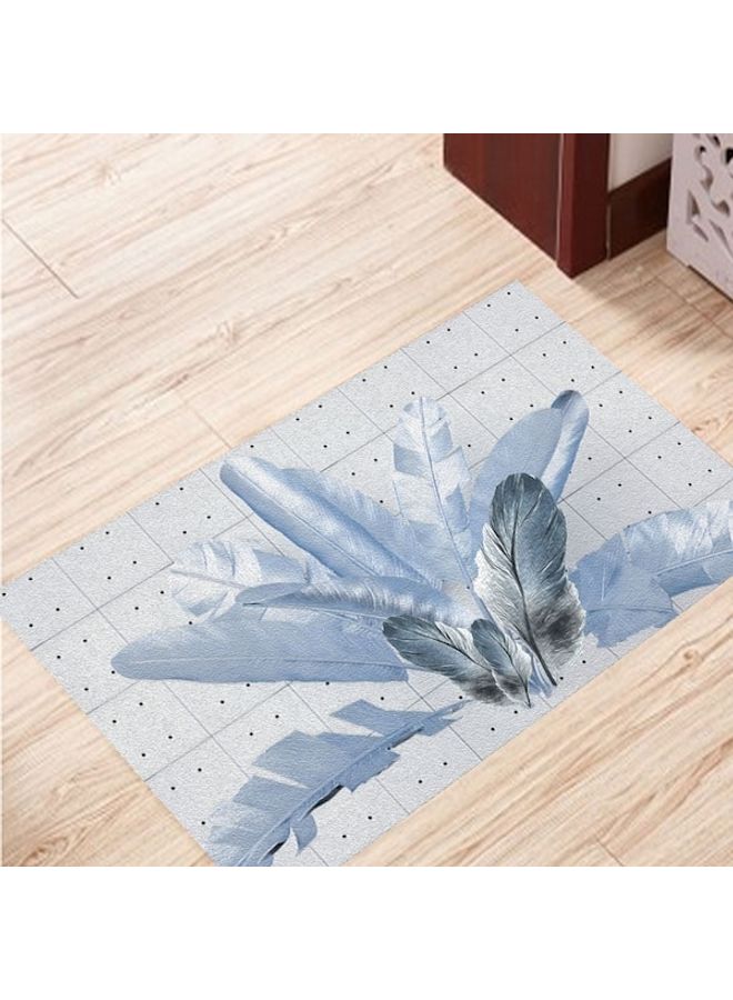 Feather Themed Modern Rug White/Blue 50x80cm