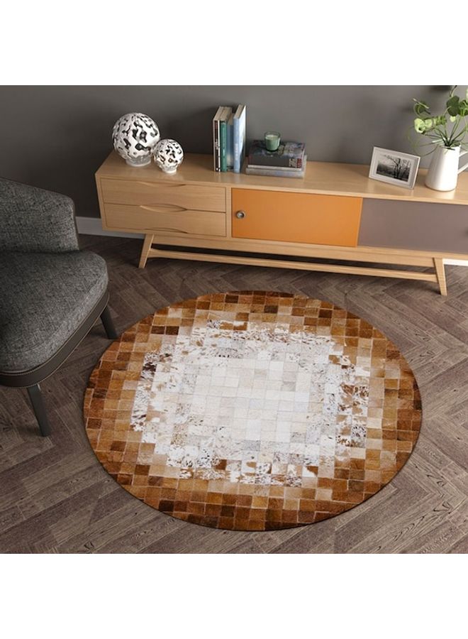 Round Polyester Mat Brown/White 40x40cm - Image 2