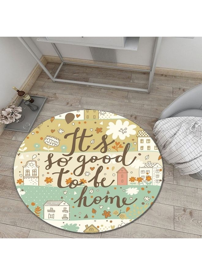 بساط دائري بطبعة عبارة "It's So Good To Be Home" متعدد الألوان 40سم - Image 2