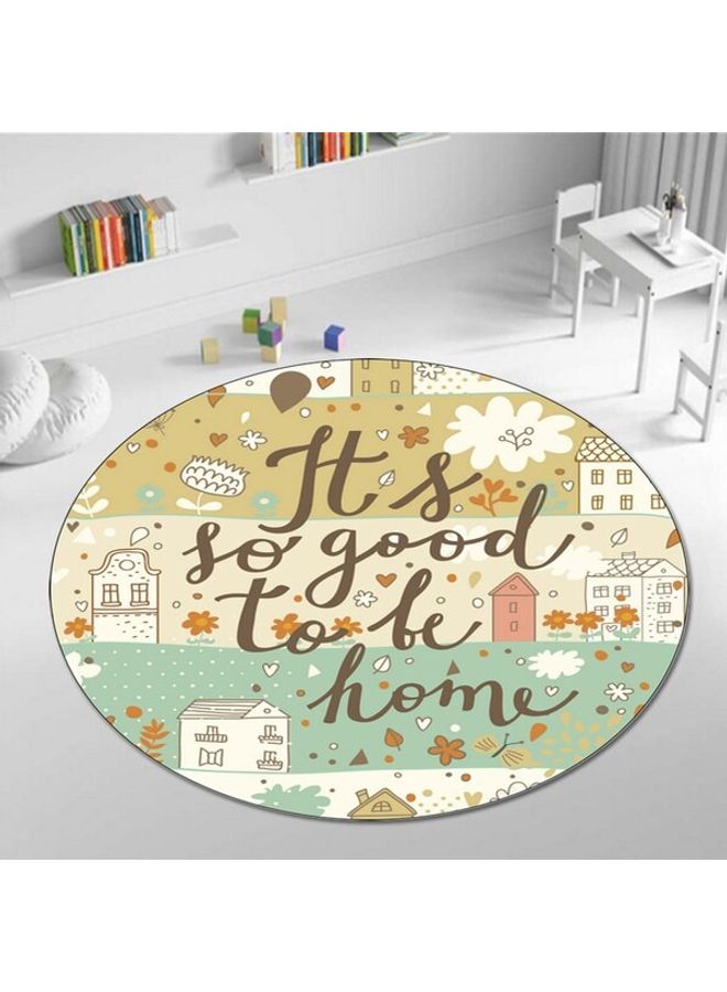 بساط دائري بطبعة عبارة "It's So Good To Be Home" متعدد الألوان 40سم - Image 4