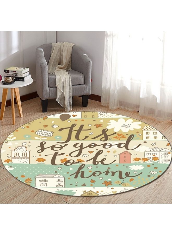 بساط دائري بطبعة عبارة "It's So Good To Be Home" متعدد الألوان 40سم - Image 5