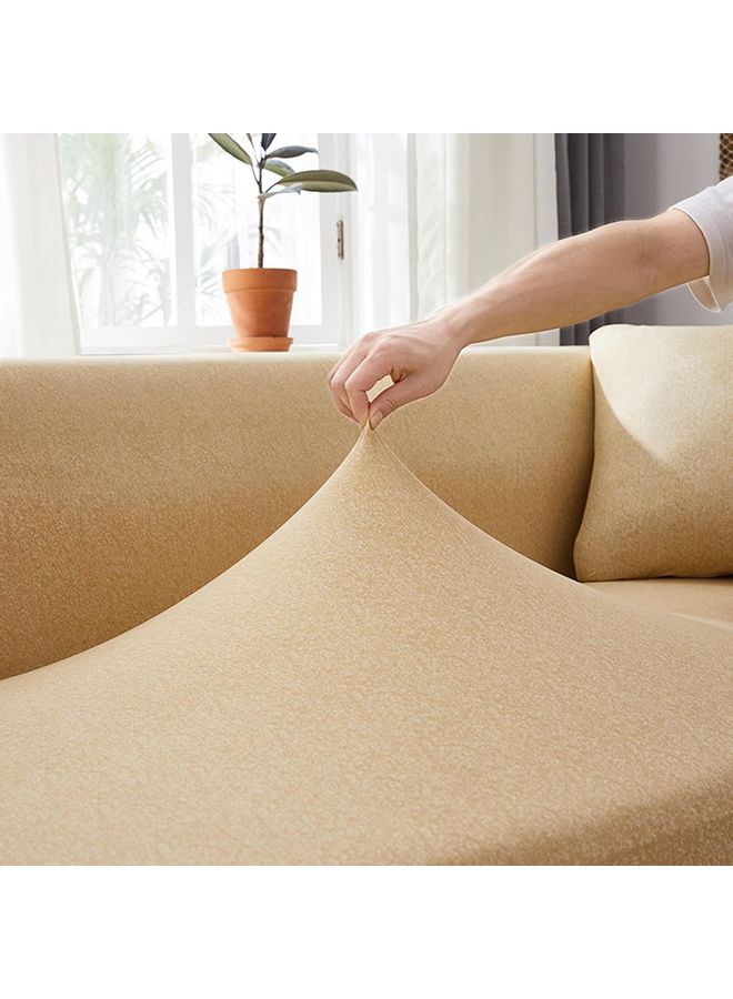 Sharpdo - Texture Pattern Stretch Sofa Cover Yellow 145-185cm - Image 1