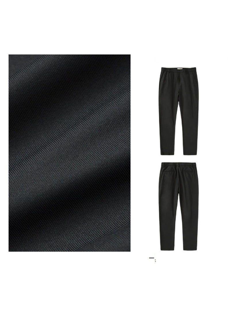 SEMIR Pleated Straight Trousers Black - Image 2