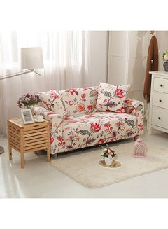 Sharpdo 2-Seater Exquisitely Designed Floral Printed Wrinkle-free Full Coverage Stretchable Sofa Slipcover With 1xCusion Cover Multicolour Length Stretch From 141 To 185cm  - Image 2