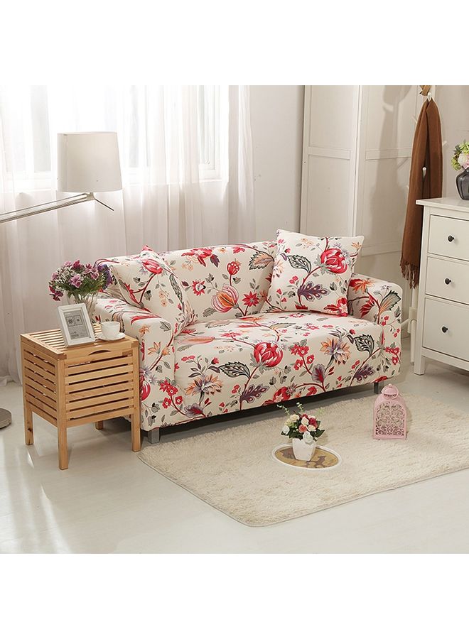 Sharpdo - 2-Seater Exquisitely Designed Floral Printed Wrinkle-free Full Coverage Stretchable Sofa Slipcover With 1xCusion Cover Multicolour Length Stretch From 141 To 185cm - Image 1