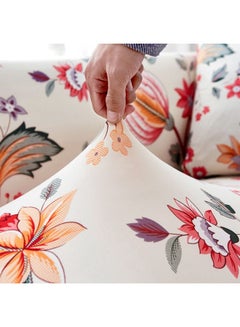 Sharpdo 2-Seater Exquisitely Designed Floral Printed Wrinkle-free Full Coverage Stretchable Sofa Slipcover With 1xCusion Cover Multicolour Length Stretch From 141 To 185cm  - Image 4