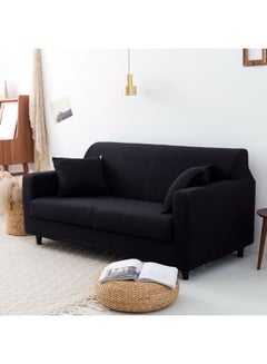 Sharpdo 3-Seater Exquisitely Designed Wrinkle-free Full Coverage Stretchable Sofa Slipcover With 1xCusion Cover Black Length Stretch From 186 To 230cm  - Image 3