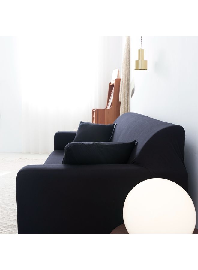 Sharpdo - 3-Seater Exquisitely Designed Wrinkle-free Full Coverage Stretchable Sofa Slipcover With 1xCusion Cover Black Length Stretch From 186 To 230cm - Image 1