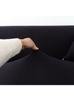 Sharpdo 3-Seater Exquisitely Designed Wrinkle-free Full Coverage Stretchable Sofa Slipcover With 1xCusion Cover Black Length Stretch From 186 To 230cm  - Image 5
