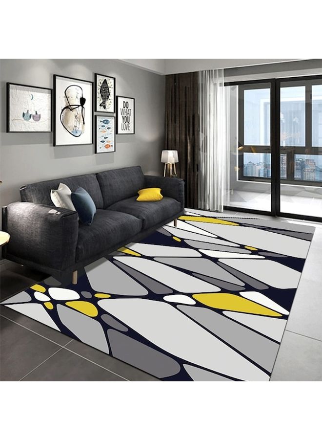 Nordic Style Geometric Patterned Anti-Slip Floor Rug Blue/Yellow/White 140x200cm  - Image 1