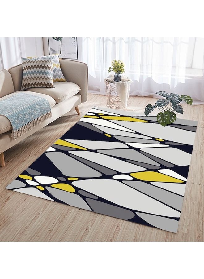 Nordic Style Geometric Patterned Anti-Slip Floor Rug Blue/Yellow/White 140x200cm  - Image 2