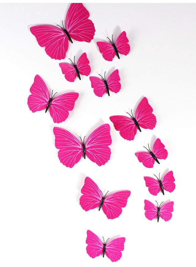 12 Piece Wall Sticker 3D Simulation Butterflies Red 60x90cm  - Image 1