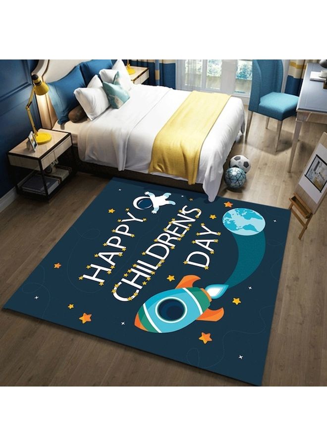 سجادة أرضية بطبعة عبارة "Happy Childers Day" أزرق / أخضر / برتقالي 60x90سم - Image 4