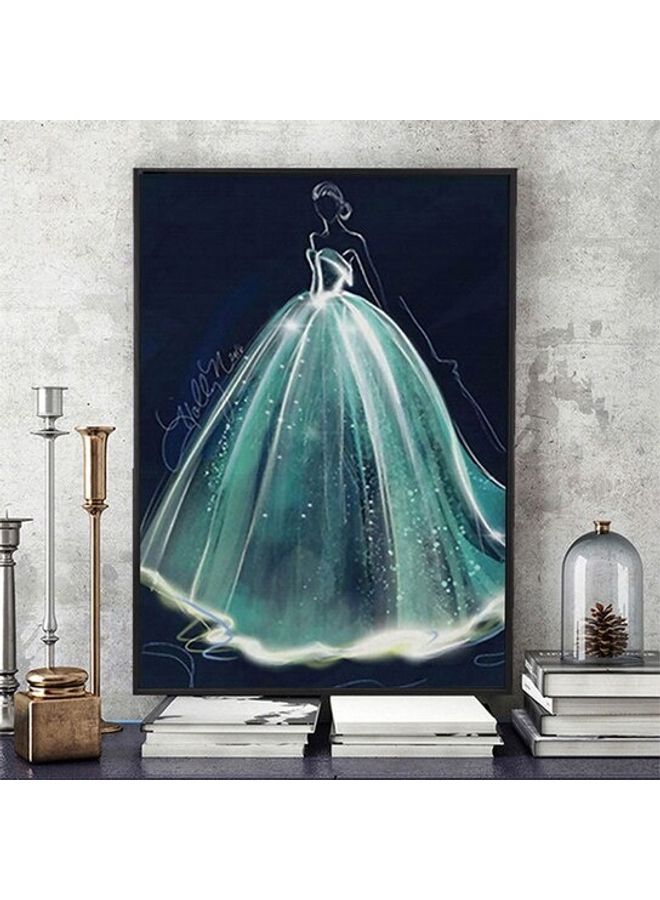 صورة تطريز ماسية خماسية الأبعاد أسود/أزرق 55x66سم 
