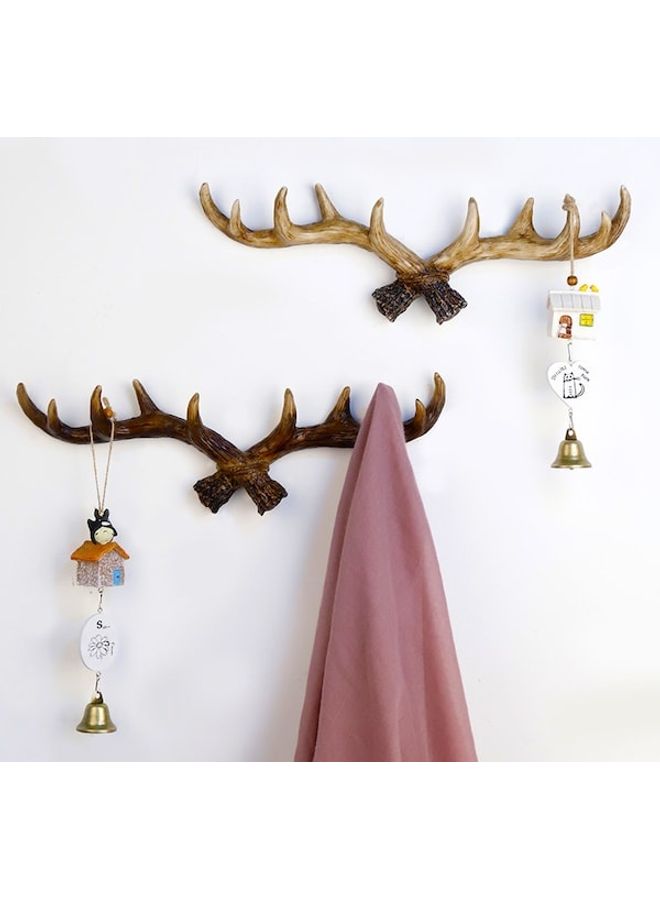 Porch Coatrack Retro Antlers  Wall Mounted Key Hook Brown 60x90cm  - Image 2