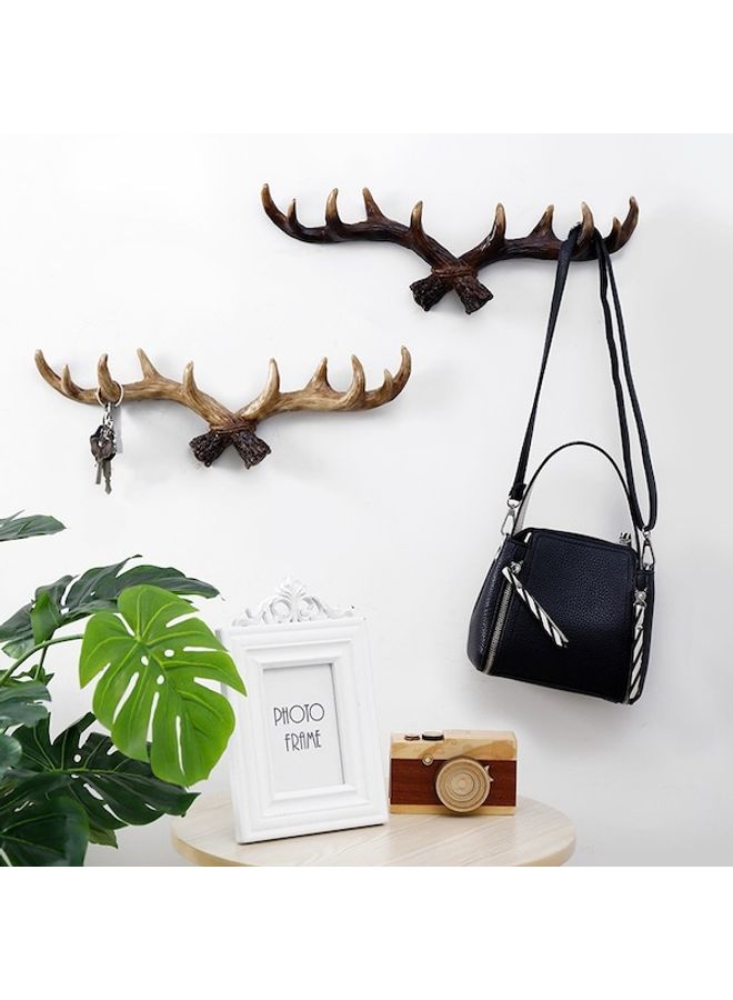 Porch Coatrack Retro Antlers  Wall Mounted Key Hook Brown 60x90cm  - Image 3