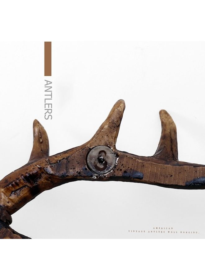 Porch Coatrack Retro Antlers  Wall Mounted Key Hook Brown 60x90cm  - Image 5