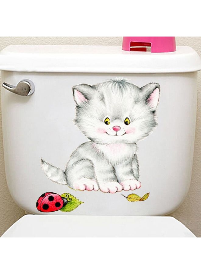 1-Piece Cartoon Likable Cat Pattern Removable Toilet Sticker Multicolour 60x90cm - Image 1
