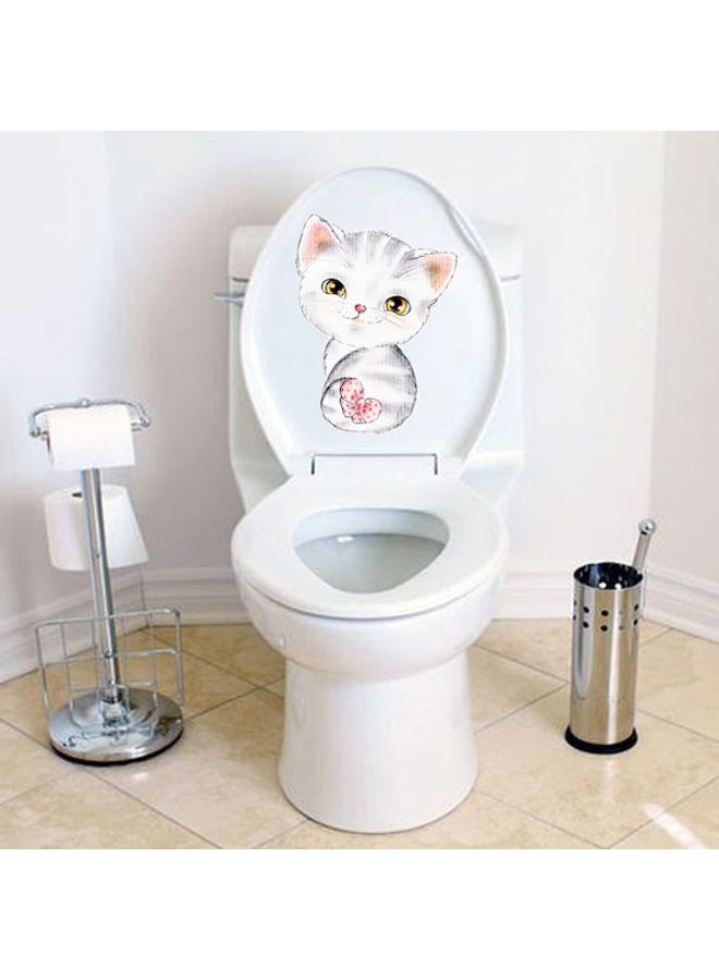 1-Piece Cartoon Likable Cat Pattern Removable Toilet Sticker Multicolour 60x90cm - Image 2