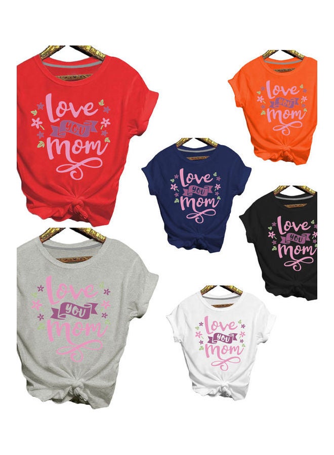 Love You Mom Letter Print T Shirt Top Navy Blue  - Image 2