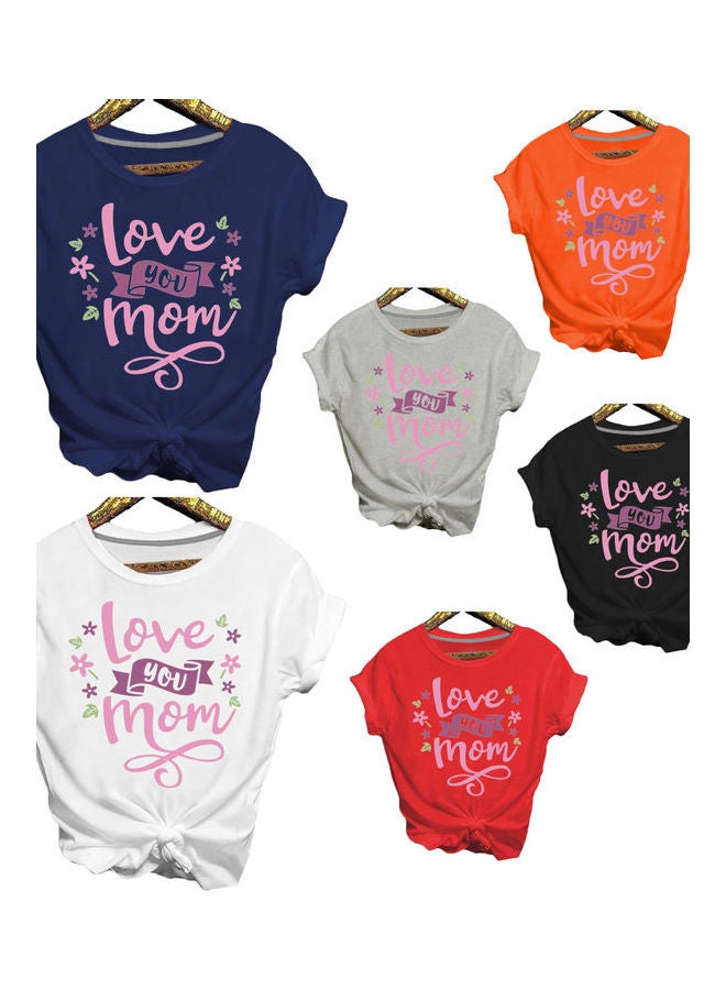 Love You Mom Letter Print T Shirt Top Navy Blue  - Image 3