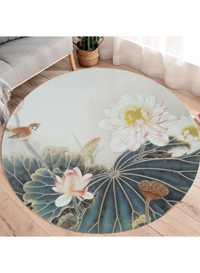 Lotus Printed Round Floor Mat Multicolour 80cm  - Image 3