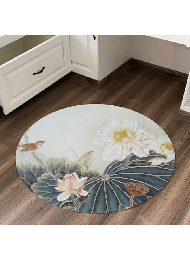 Lotus Printed Round Floor Mat Multicolour 80cm  - Image 1