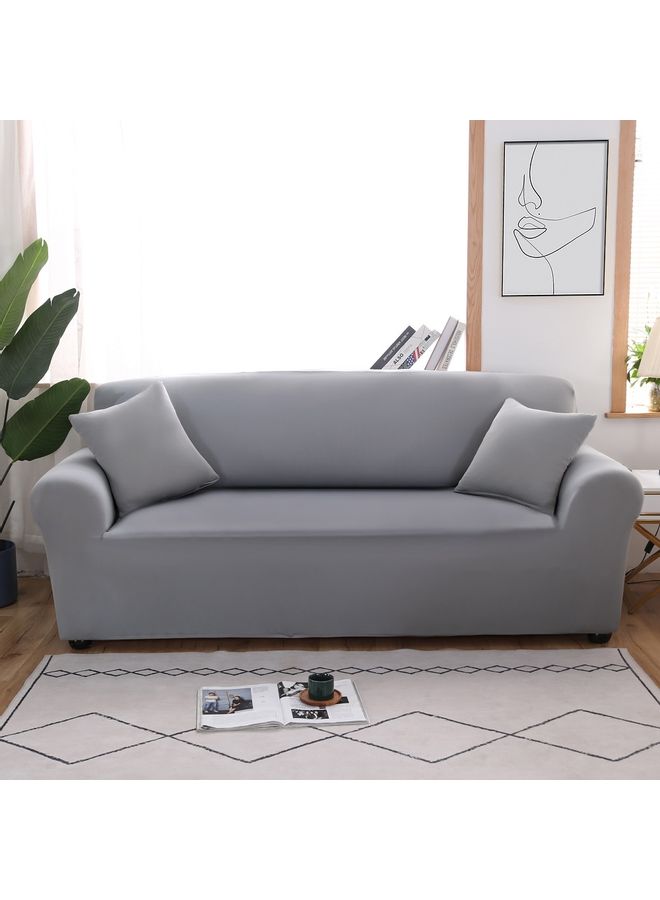 Sharpdo - 3-Seater Exquisitely Designed Wrinkle-free Full Coverage Sofa Slipcover Grey Length Stretch From 190 To 230cm - Image 1