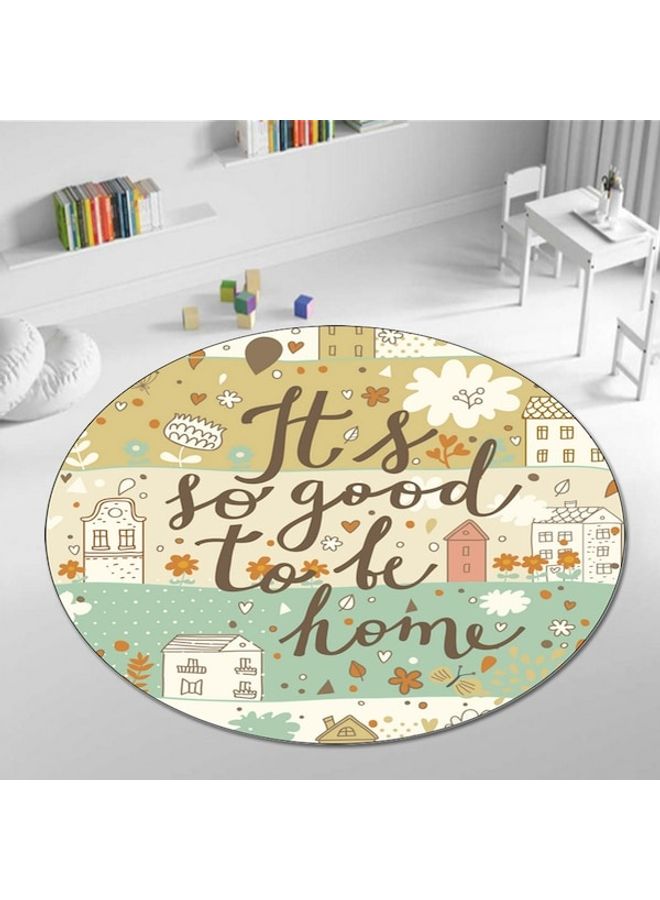 بساط دائري بطبعة عبارة "It's So Good To Be Home" متعدد الألوان 60سم - Image 4