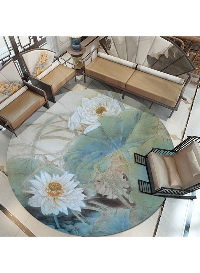 Lotus Printed Round Floor Mat Multicolour 80cm  - Image 5