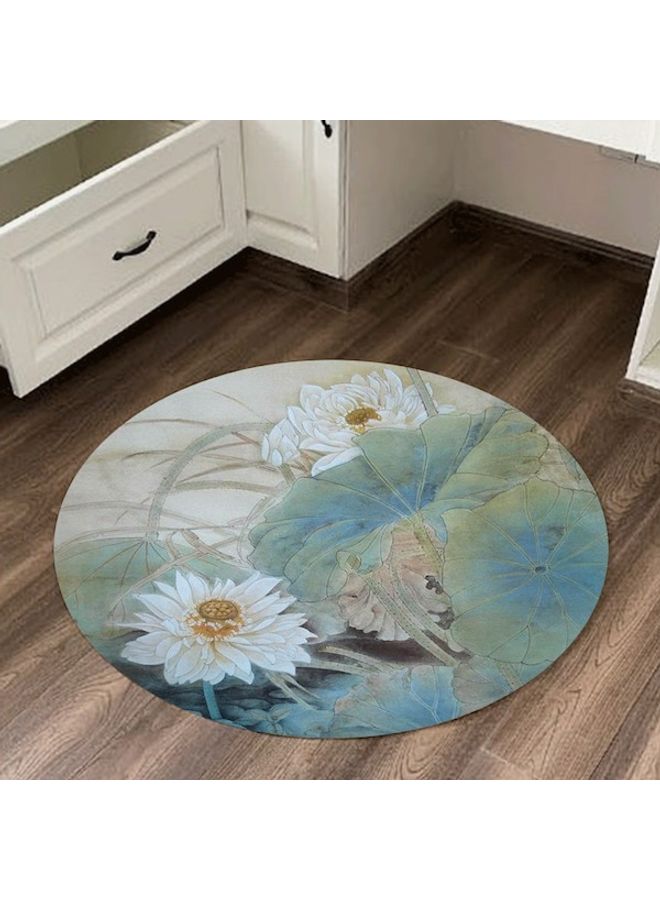 Lotus Printed Round Floor Mat Multicolour 80cm  - Image 1