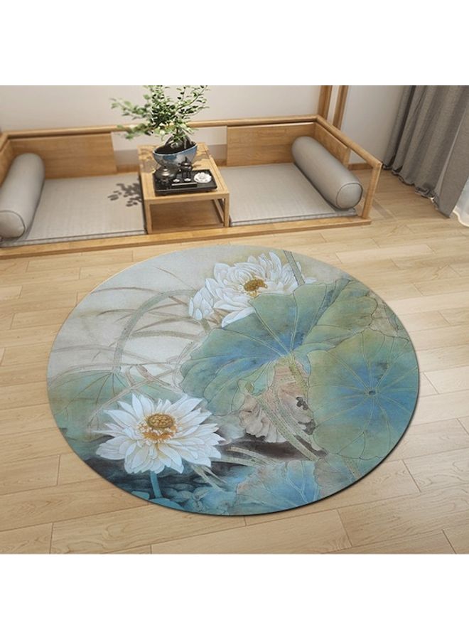 Lotus Printed Round Floor Mat Multicolour 80cm  - Image 3
