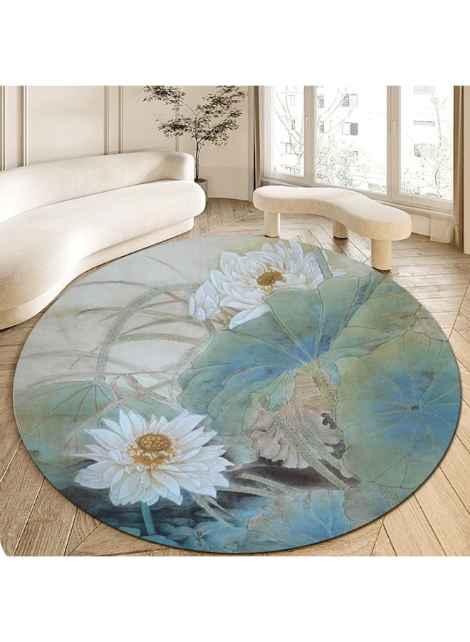 Lotus Printed Round Floor Mat Multicolour 80cm  - Image 4