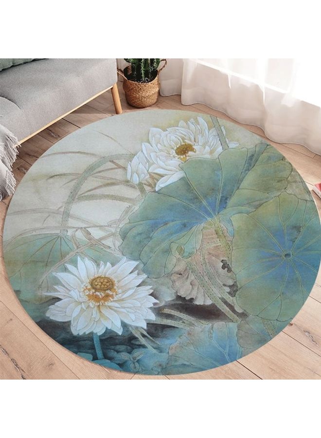 Lotus Printed Round Floor Mat Multicolour 80cm  - Image 2
