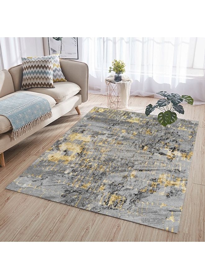 Abstract Printed Non-Slip Floor Mat Grey/Yellow 80x180cm  - Image 2