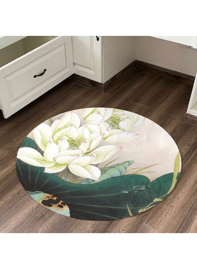 Lotus Printed Round Floor Mat Multicolour 80cm  - Image 1