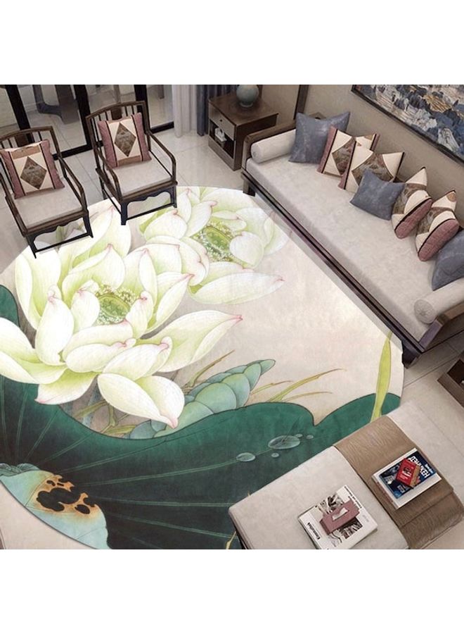 Lotus Printed Round Floor Mat Multicolour 80cm  - Image 2