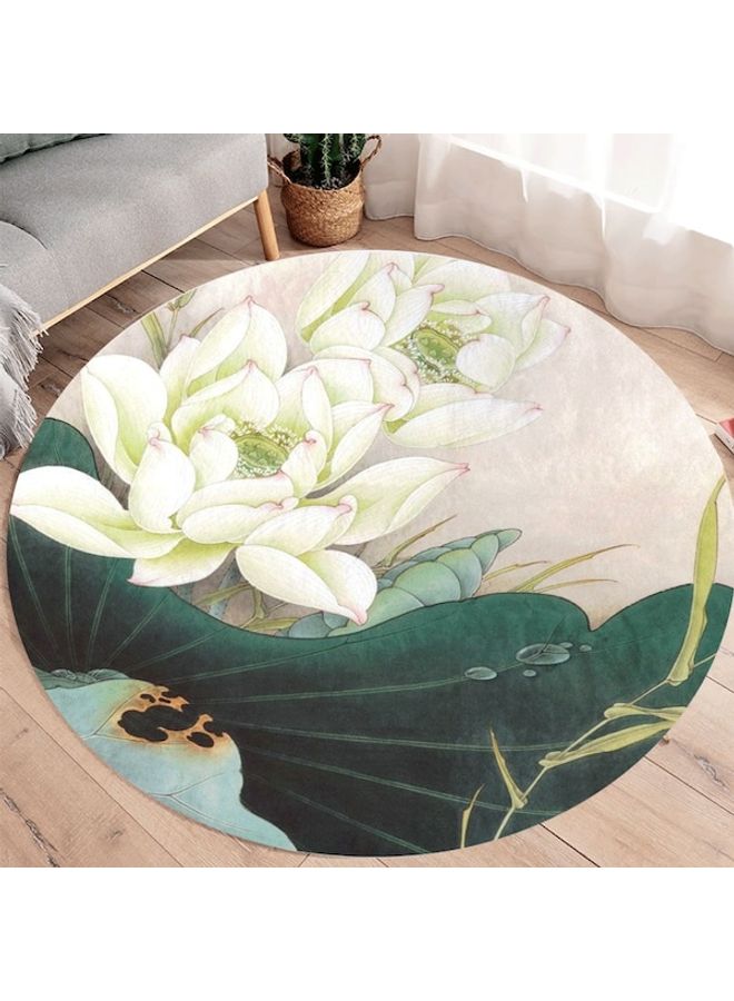 Lotus Printed Round Floor Mat Multicolour 80cm  - Image 3