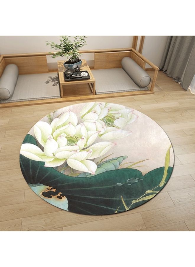 Lotus Printed Round Floor Mat Multicolour 80cm  - Image 4