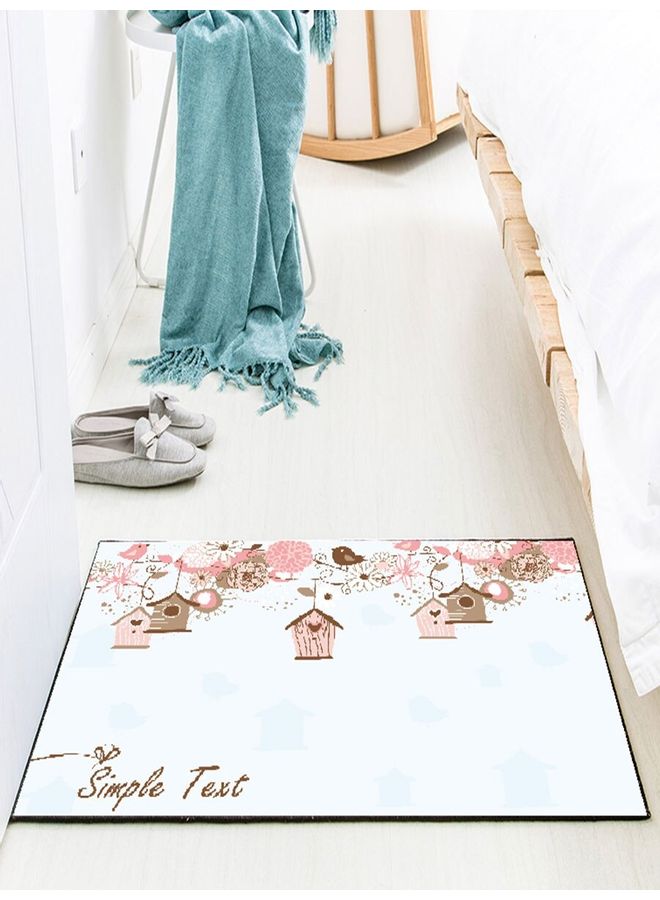 Floral Printed Floor Mat White/Pink/Brown 80x120cm 