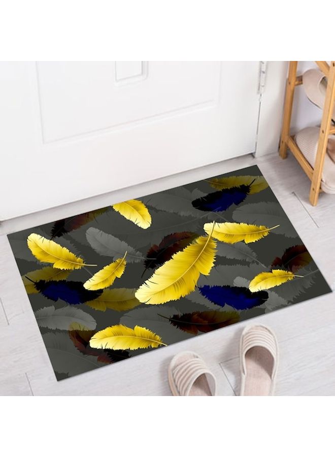 Generic - Printed Living Room Floor Rug, Synthetic Fibre, Rectangle Grey/Yellow/Blue 50x80cm - Image 1