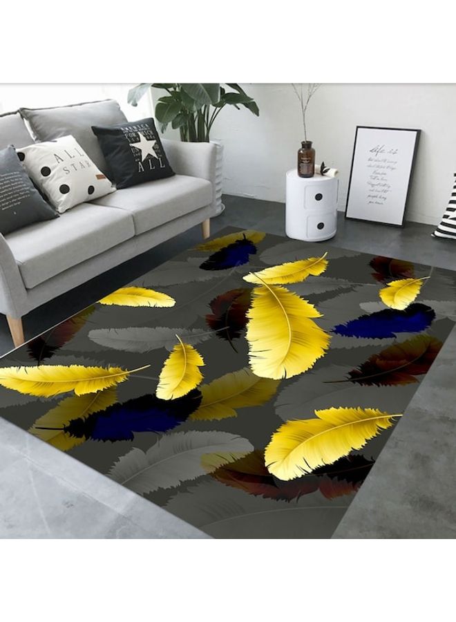 Generic - Printed Living Room Floor Rug, Synthetic Fibre, Rectangle Grey/Yellow/Blue 50x80cm - Image 1