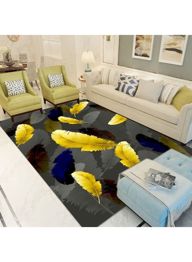 Generic - Printed Living Room Floor Rug, Synthetic Fibre, Rectangle Grey/Yellow/Blue 50x80cm - Image 1