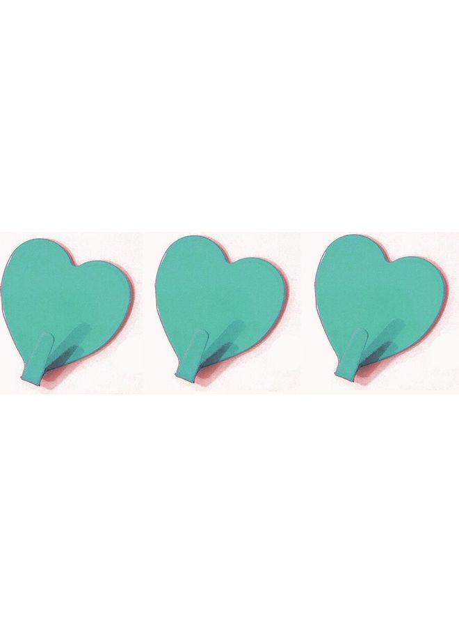 3-Piece Heart Shape Sticky Hangers Green 60 x 90cm