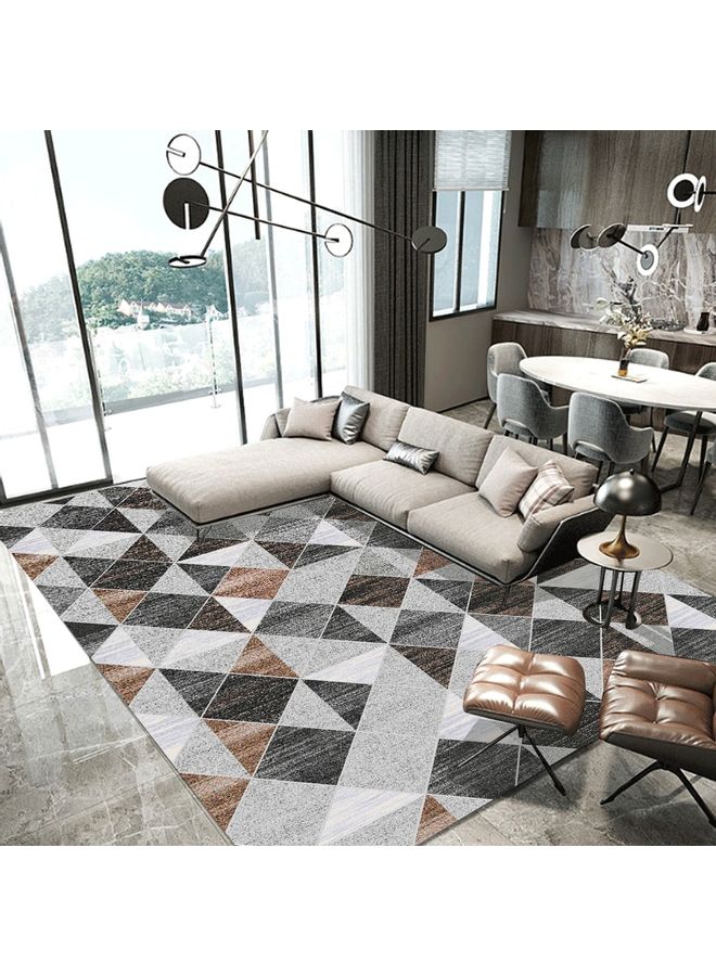 Printed Living Room Floor Rug Grey/Brown/Black 120x160cm  - Image 1